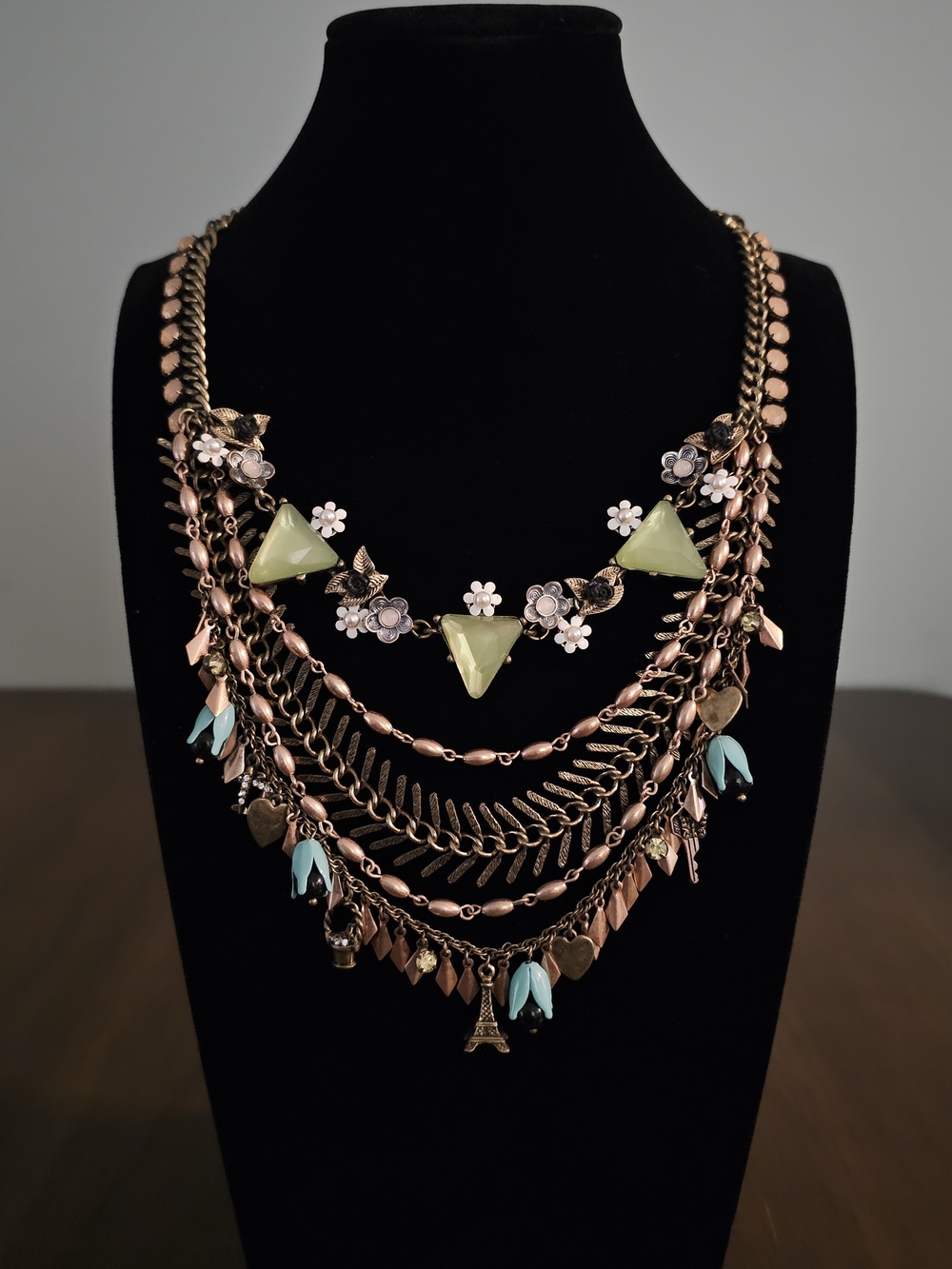 Betsey Johnson Wanderlust Multi-Strand Floral & Charm Statement Necklace